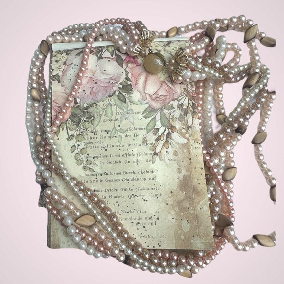 Multi-Strand Faux Pearl & Tiger Eye Bead Vintage Necklace Made in Japan - Picture 4 of 9